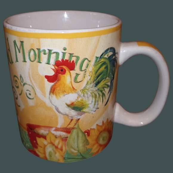 🎈VGUC Pier 1 Imports Beautiful Day Stoneware Mugs Set of 3 Rooster Design 4.25" - Picture 4 of 9